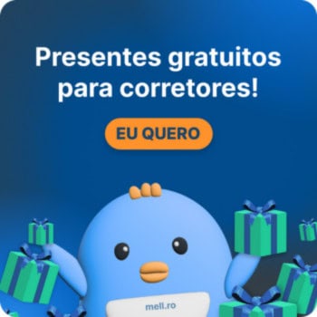 Banner com informações sobre resgate de presentes e publicidade imobiliária